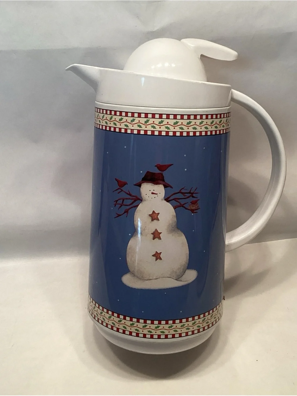 OGGI Corp Thermal Vacuum Carafe Country Snowman Twist Lid Spout Handle